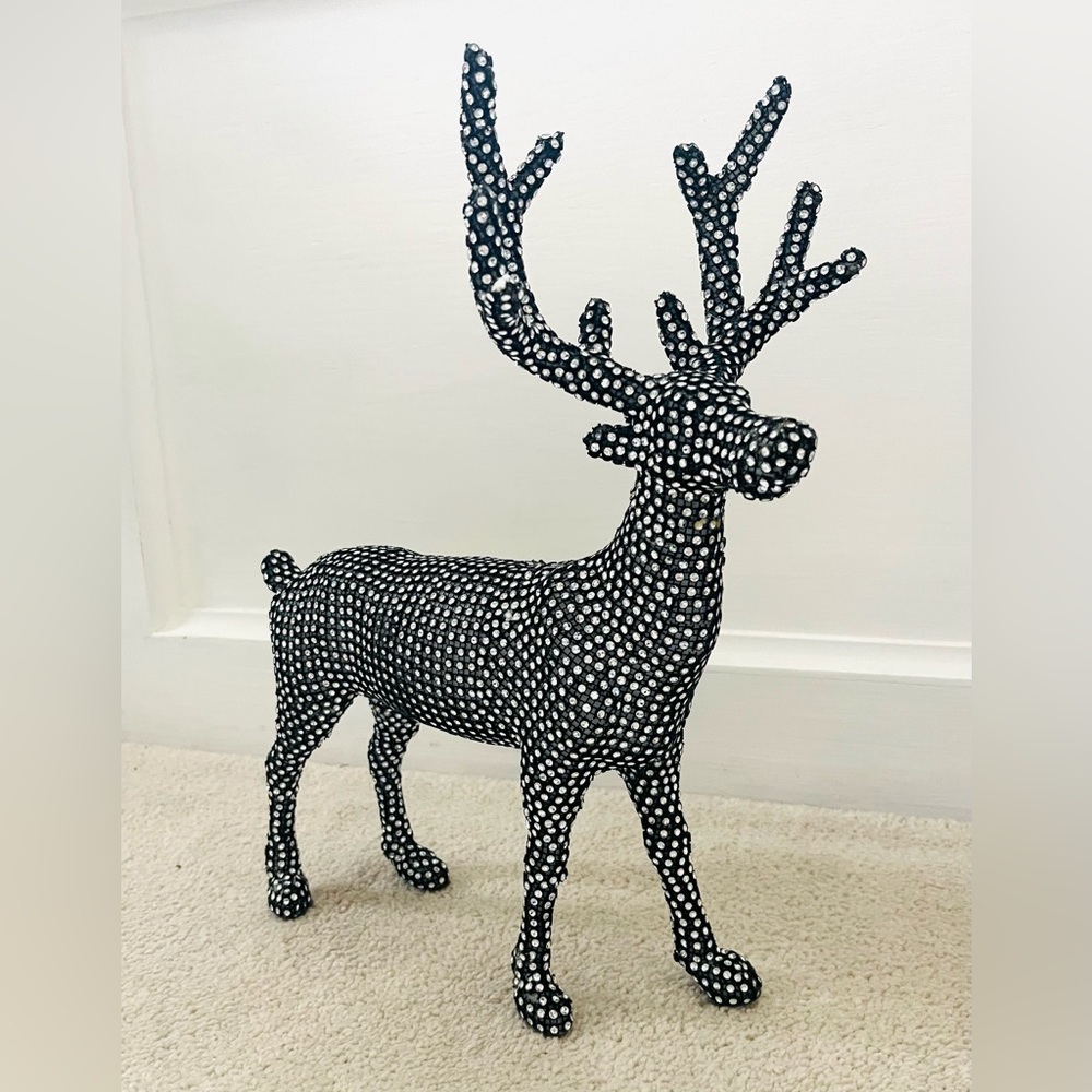 Black and silver Beaded Reindeer Decor